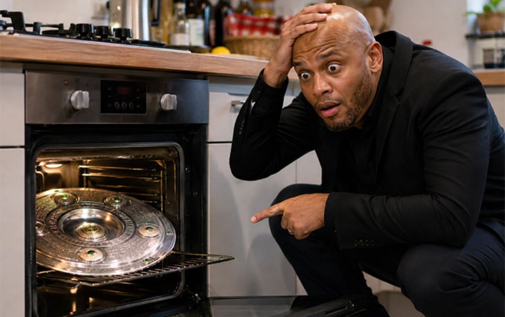HLV Vincent Kompany để quên đĩa bạc Bundesliga trong nhà bếp, vợ phải mang tới lễ mừng công